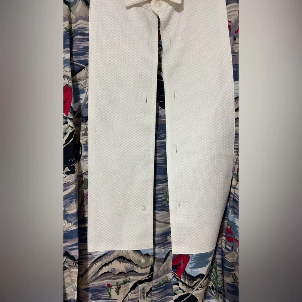 Vintage Neiman Marcus Cowboy Western Scenic Print Shirt - Picture 3 of 8